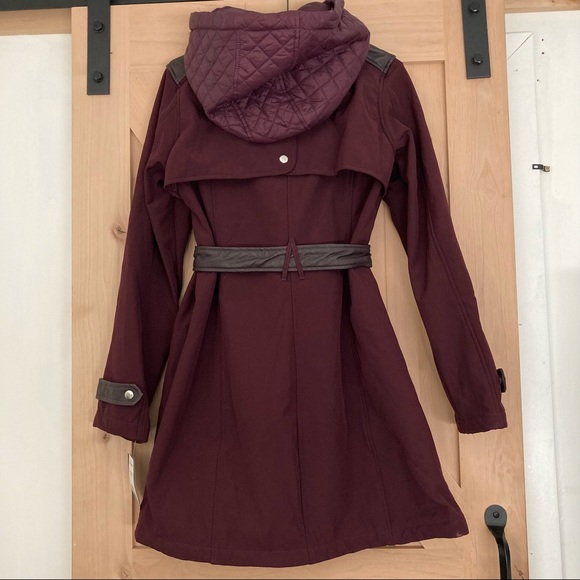 Steve Madden Mid-Length Soft Shell Jacket Burgundy with Defect! Size Medium - Picture 7 of 16
